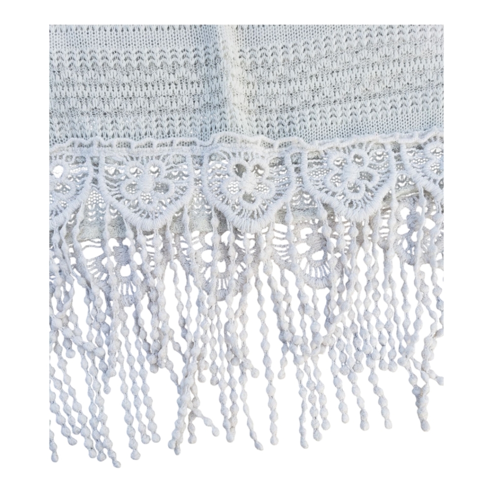 Boho Sheer Crochet Fringe Kimono Top – Festival Beach Cover-Up, Open Knit Blouse - Picture 3 of 8